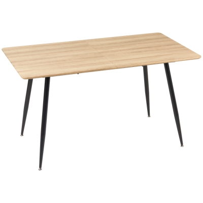 HOMCOM Table à Manger 4 Pers Effet Bois Acier Noir 140x80cm