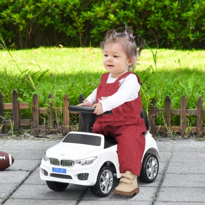 HOMCOM Voiture Enfant Pousseur Blanc avec Volant et Musiques