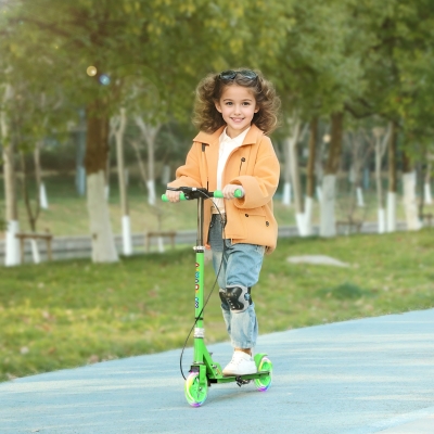 AIYAPLAY Scooter Enfant Métal Pliable Double Frein Vert