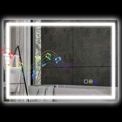 HOMCOM Miroir LED Anti-buée Bluetooth 50x70 cm Salle de Bain