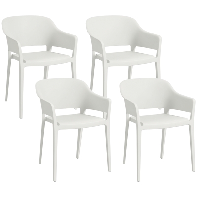 Set 4 Scaune Exterior PP – Spatar inalt & Cotiera