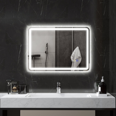 HOMCOM Miroir LED Salle de Bains Anti-Buée 700x900mm Argent