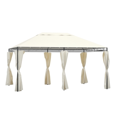 Outsunny Tonnelle barnum pavillon de jardin style colonial toiles latérales amovibles 3L x 4l x 2,55H m crème