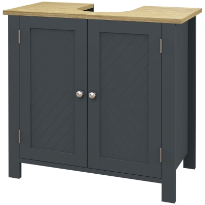 kleankin Meuble Sous-Lavabo 2 Portes Gris 60x30x60 cm