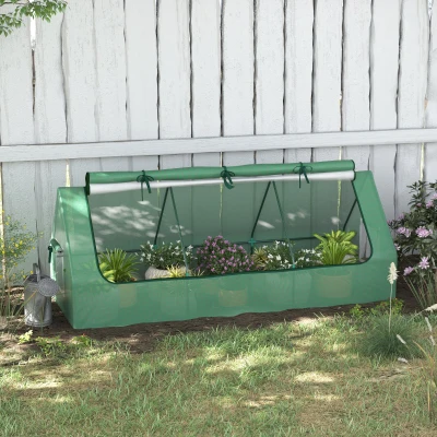 Outsunny Serre Petite 240x90x90cm Acier Vert avec Fenêtres
