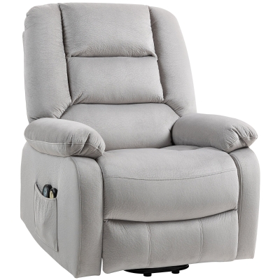 HOMCOM Fauteuil Massage Aide à la Levée 90x93x110cm Gris Clair