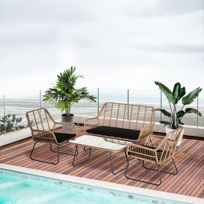 Outsunny Set Mobili Giardino Rattan PE 2 Poltrone Divano Tavolino
