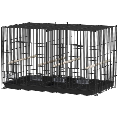 PawHut Cage Oiseaux Acier Noir 94x57x57cm avec Rangement
