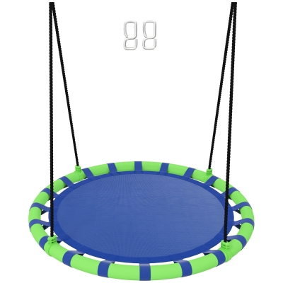 AIYAPLAY Baloiço para Crianças Redondo Baloiço de Jardim Infantil Ajustável Impermeável Carga 150kg Ø100x180 cm Preto e Azul