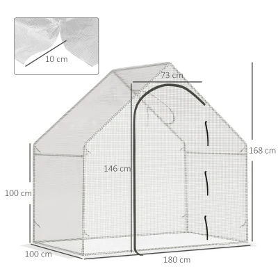 Outsunny Serre 1,8x1x1,68m Plastique Résistant Blanc