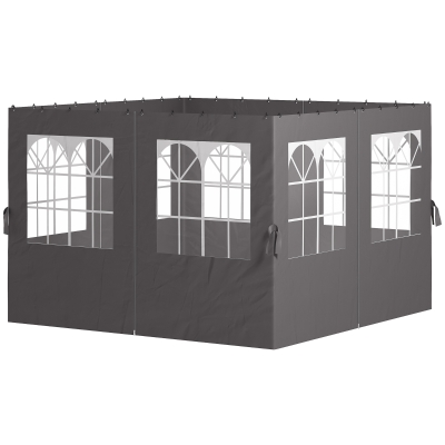 Outsunny Parois Latérales Pavillon 3x4m Gris Foncé avec Fermeture Éclair