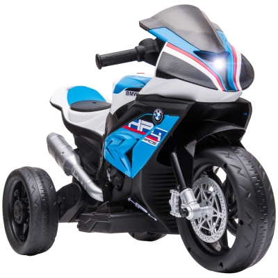 HOMCOM Moto électrique pour enfants 3 roues 6 V 2,5 Km/h musique interface USB  82,5 x 42 x 54 cm bleu