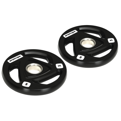 SPORTNOW Juego de 2 Discos de Pesas Olímpicas de 5 kg con Orificio de 5 cm para Entrenamiento de Fuerza Ø24x3,5 cm Negro