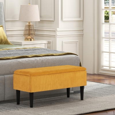 HOMCOM Banc Coffre Bois et Polyester 95x38x45 cm Orange