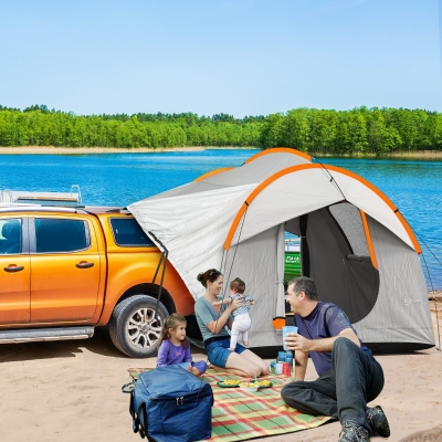 Outsunny Tente Auto 3 Portes Polyester 239x210x210cm Gris Orange
