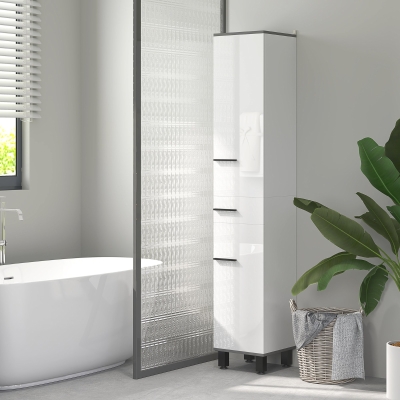 HOMCOM Colonne Salle de Bain 2 Armoires Étagères Tiroir Blanc