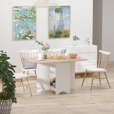 HOMCOM Table Console Pliante Bois Blanc Gain de Place 118x80x72cm