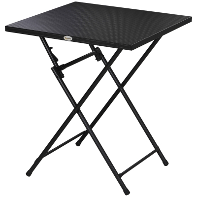 Outsunny Table Pliante Extérieur Acier 60x60x71 cm Noir