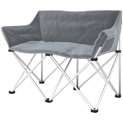 Outsunny Fauteuil Pliant 2 Places Camping 240kg Gris
