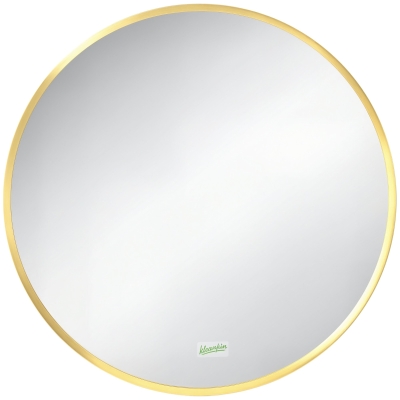 kleankin Specchio Bagno Rotondo con Cornice Dorata Ø50x2cm