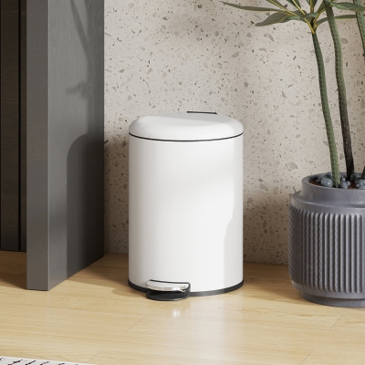 HOMCOM Poubelle 20L avec Pédale et Seau Intérieur Blanc Cassé