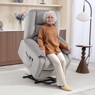 HOMCOM Fauteuil Massage Aide à la Levée 90x93x110cm Gris Clair