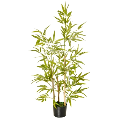 HOMCOM Bambou Artificiel 120cm avec Pot Intérieur/Extérieur Vert
