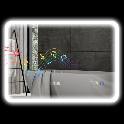 HOMCOM Miroir LED Salle de Bain 70x50cm Bluetooth Anti-Buée