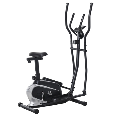 HOMCOM Bicicleta Elíptica con Resistencia Magnética Ajustable de 8 Niveles Bicicleta de Fitness con Sillín Regulable Pantalla LCD Pulsómetro y Soporte para Móvil para Casa Gimnasia 103x62x151 cm Negro