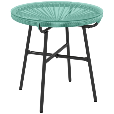 Outsunny Table Jardin Rotin Verre Ø50cm