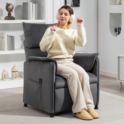 HOMCOM Fauteuil Inclinable Électrique Velours Noir 80x83x104 cm