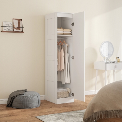 HOMCOM Armario Multiusos con Barra para Ropa, Estante, Puerta de Cierre Suave 40 x 52 x 180 cm Blanco