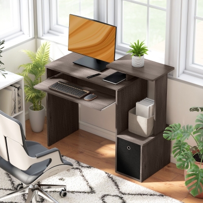 Bureau Informatique Étagères Panier Bois