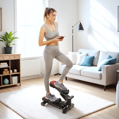 SPORTNOW Mini-Stepper Fitness Compact avec LCD et Pédales Noir