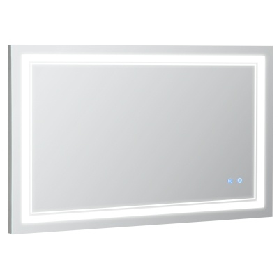 kleankin Espejo de Baño con Luz LED con Interruptor Táctil Color de Luz Ajustable y Función de Memoria 100x60 cm Plata