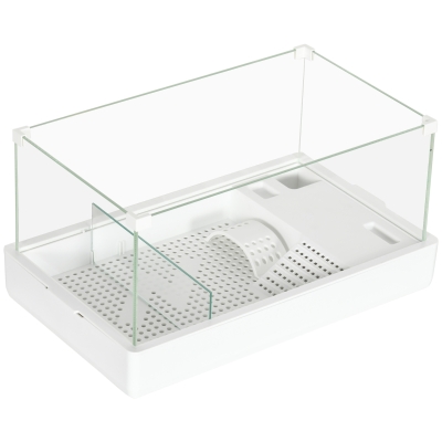 PawHut Terrarium Tortues 3 Niveaux Verre ABS Blanc 51x31x25.5 cm
