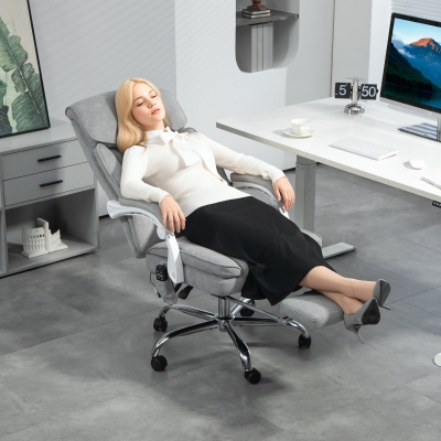 HOMCOM Chaise Bureau Massante Chauffante Inclinable avec Repose-Pieds