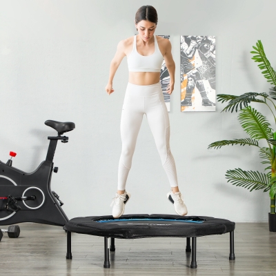 SPORTNOW Trampoline Fitness Ø102cm Pliable Acier Bleu 100kg