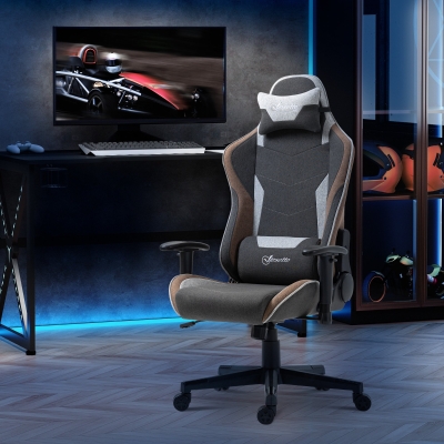 Vinsetto Chaise Gaming Inclinable 150° avec Balancelle Gris