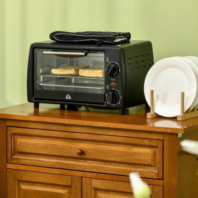 HOMCOM Mini-Four 10L Noir avec Minuteur et Accessoires