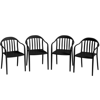 Set 4 Scaune de Grădină Stivuibile, 57x54x78 cm, Negru