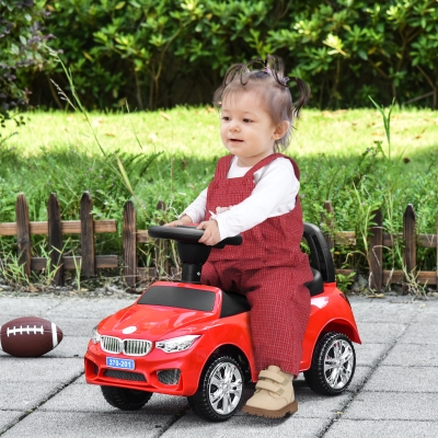 HOMCOM Voiture Enfant Rouge avec Volant, Phares, Musiques