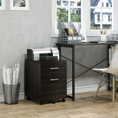 Vinsetto Classeur Bois 2 Tiroirs Serrure Noir 40x45x55.6cm