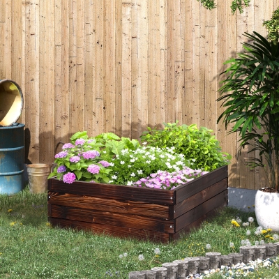 Outsunny Bac à Plantes Surélevé Bois Marron 60x60x23 cm