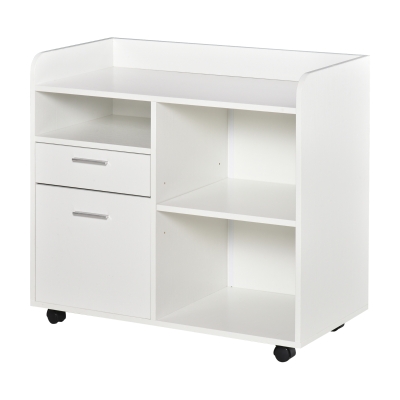 Vinsetto Support Imprimante Bois Blanc Roulant 80x40x72cm