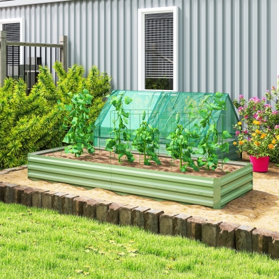 Outsunny Jardinière Surélevée Acier Vert 241x90,5x30 cm
