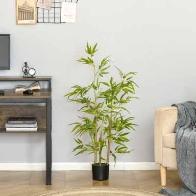 HOMCOM Bambou Artificiel 120cm avec Pot Intérieur/Extérieur Vert