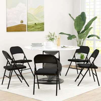 HOMCOM Set 6 Chaises Pliantes Rembourrées Polyester Acier Noir