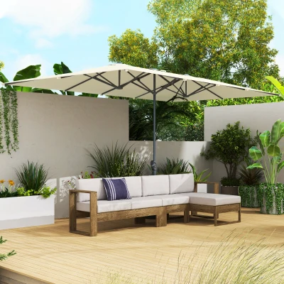 Outsunny Parasol Double-Face 451x264cm Crème Aluminium