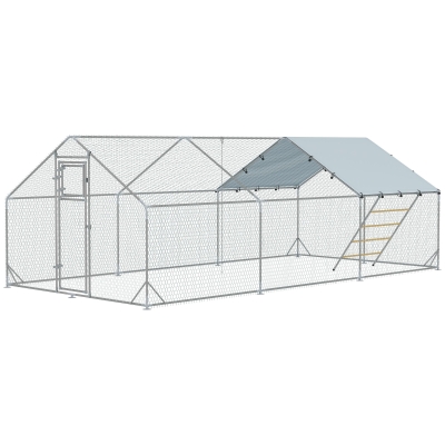 PawHut Poulailler Acier UV 18-24 Poules avec Distributeur